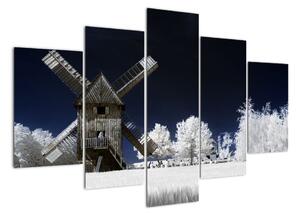 Veterný mlyn v zimnej krajine - obraz (Obraz 150x105cm)
