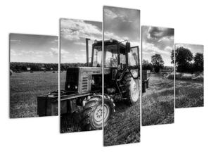 Čiernobiely obraz traktora (Obraz 150x105cm)