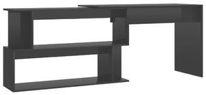 Rohový stôl, lesklý čierny 200x50x76 cm, drevotrieska