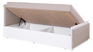 Jednolôžková posteľ 90 cm Iweta P (biela matná + béžová) (s roštom a matracom). Vlastná spoľahlivá doprava až k Vám domov. 1051766