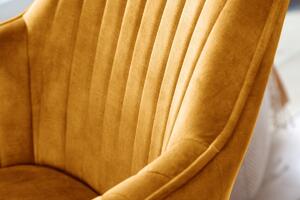 Dizajnová otočná stolička Gaura horčicovo-žltý zamat
