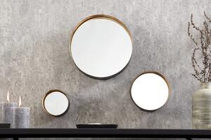 Dizajnová sada 3 nástenných zrkadiel Laquita čierno-zlatá
