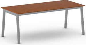 Rokovací kancelársky stôl PRIMO BASIC, 200x90 cm, sivostrieborná podnož, čerešňa