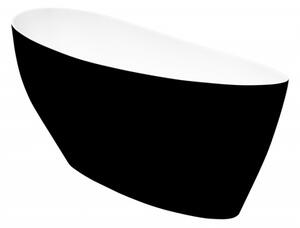 KEYA 1650x700 mm, čierna / biela farba VANSAP16BW vaňa voľne stojaca z liateho mramoru - Besco