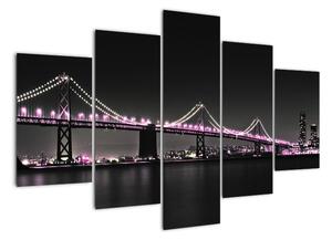Nočný osvetlený most - obraz (Obraz 150x105cm)