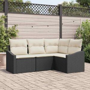 Maison Exclusive – Sedacia súprava, 4 kusy, čierna [syntetický materiál]: Polyratan