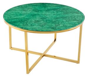 Dizajnový konferenčný stolík Latrisha 80 cm vzor zelená imitácia mramora