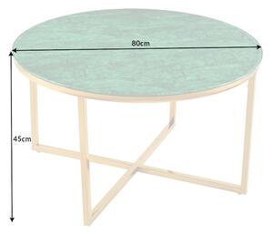 Dizajnový konferenčný stolík Latrisha 80 cm vzor zelená imitácia mramora