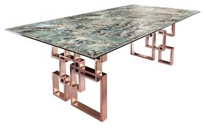 Dizajnový jedálenský stôl Salus 200 cm tyrkysový - vzor mramor