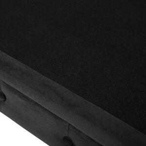 Kreslo Chesterfield čierne zamatové čalúnenie nohy z tmavého dreva súčasný dizajn