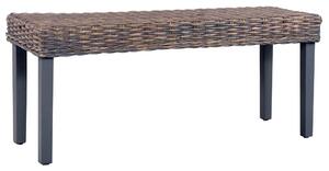 Lavička 110 cm sivý prírodný kubu ratan a masívne mangovníkové drevo