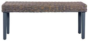 Lavička 110 cm sivý prírodný kubu ratan a masívne mangovníkové drevo