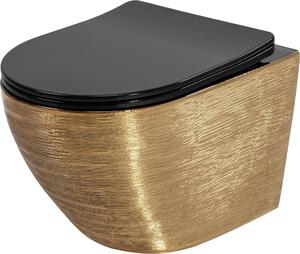 Závesné Wc Rea Carlo Mini Tornado Black/Brushed Gold