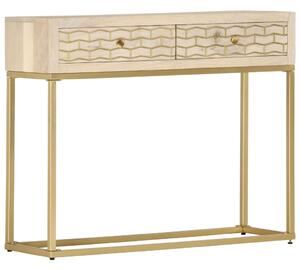 Konzolový stolík zlatý 90x30x75 cm masívne mangovníkové drevo