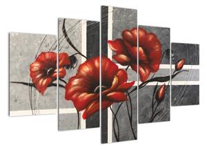 Abstraktný obraz kvetín (Obraz 150x105cm)