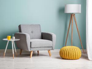 Kreslo sivé látkové čalúnenie nastaviteľné operadlo drevené nohy moderná minimalistická obývacia izba