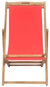 Skladacie plážové kreslo, tíkový masív, červené