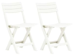 Skladacie záhradné stoličky 2 ks, plast, biele