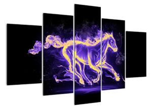 Abstraktný obraz horiaceho kone (Obraz 150x105cm)