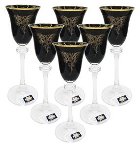 Bohemia Crystal pohár Alexandra čierne s ornamentmi 60 ml