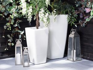 Kvetináč biely 30 x 30 x 57 cm Zmes ílu a sklenených vlákien Obdĺžnikové záhradné doplnky Moderný dizajn