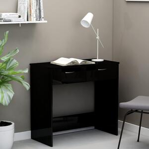 Písací stôl, lesklý čierny 80x40x75 cm, drevotrieska
