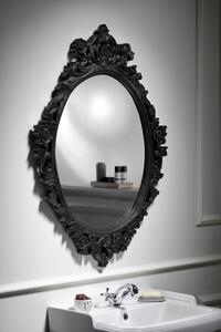 Sapho DESNA oválne zrkadlo vo vyrezávanom ráme, 80x100cm, čierna