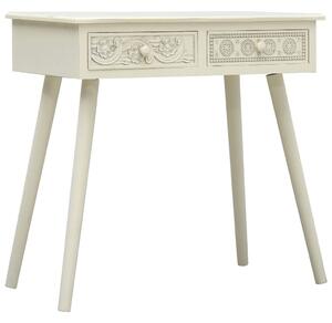 Konzolový stolík s 2 zásuvkami sivý 80x40x77,8 cm drevený vyrezávaný
