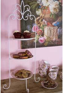 Biely antik kovový stojan na 3 taniere Etagere - 38*30*77 cm - Clayre & Eef