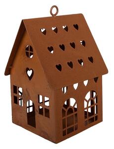 Hrdzavý svietnik v tvare domčeka Rustic Charm - 12*12*18 cm - Clayre & Eef