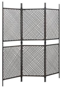 3-panelový paraván hnedý 180x200 cm polyratanový