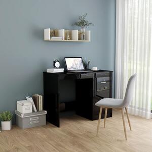 Písací stôl, lesklý čierny 100x50x76 cm, drevotrieska