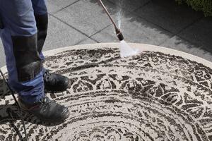 Mujkoberec Original Kusový koberec Nora 104157 Black Creme kruh – na von aj na doma - 140x140 (priemer) kruh cm