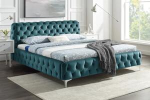 Nemecko - Elegantná manželská posteľ MODERN BAROQUE 180x200 cm, pacific blue, zamat