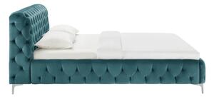 Invicta Interior - Elegantná manželská posteľ MODERN BAROQUE 180x200 cm, pacific blue, zamat