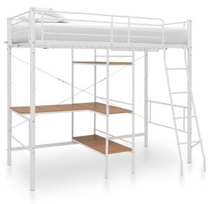 Poschodová posteľ s rámom stola biela 90x200 cm kovová