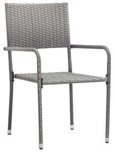 Vonkajšie jedálenské stoličky 2 ks, sivé, polyratan