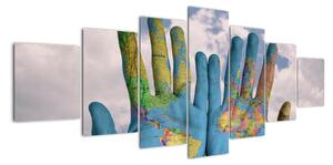 Obraz - mapa sveta na dlani (Obraz 210x100cm)