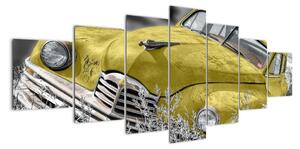 Obraz žltého autá na lúke (Obraz 210x100cm)
