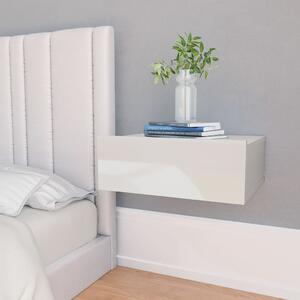 Nástenný nočný stolík lesklý biely 40x30x15 cm drevotrieska