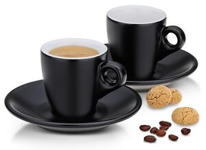 KELA Hrnček na espresso s tanierikom súprava 4 ks Mattia čierna KL-12750