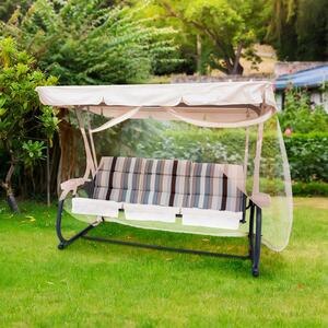 Záhradná hojdačka INES pruhovaná béžová + moskytiéra