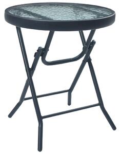 Bistro stolík, čierny 40x46 cm, oceľ a sklo