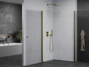 Mexen Pretoria Duo, sprchovací kút s 2-krídlovými dverami 90 (dvere) x 80 (dvere) cm, 6mm číre sklo, zlatý profil, 852-090-080-50-00-02