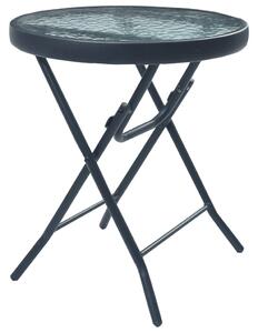 Bistro stolík, čierny 40x46 cm, oceľ a sklo