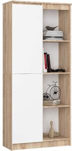 Ak furniture Regál Rexa 80 cm 1 skrinka a 4 police dub sonoma/biela