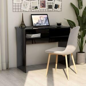 Písací stôl, lesklý čierny 90x50x74 cm, drevotrieska