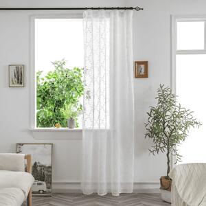 Biely záves VINTORA so vzorom lístkov 140x250 cm Zavesenie: Kovové krúžky