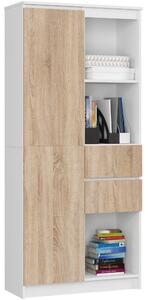 Ak furniture Skriňa Rexa II 80 cm biela/dub sonoma