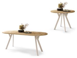 ALDO 100 Dub Artisan/béžové nohy - OKRÚHLY LOFTOVÝ/INDUSTRIÁLNY ROZKLADACÍ STÔL DO OBÝVAČKY/JEDÁLNE